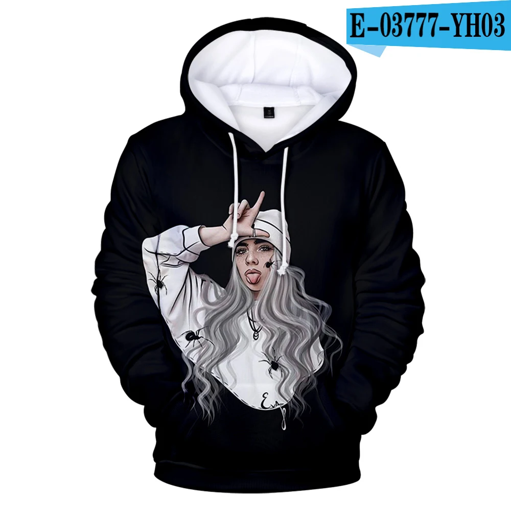 3D Billie Eilish/3D толстовки с капюшоном для мужчин/женщин, для отдыха, Harajuku, хип-хоп, осень, Billie Eilish, 3D Детские толстовки с капюшоном, пуловеры для девочек - Цвет: 3D