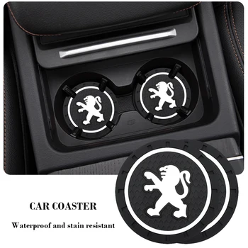 

2PCS Car Coasters Anti-Slip Pad Epoxy Cup Holder Mat Car Styling For Peugeot 107 108 206 207 308 307 407 508 2008 3008 RCZ