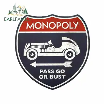 

EARLFAMILY 13cm x 12.9cm for Monopoly Pass or Go Motorcycle Car Stickers Personality Creative Sticker DIY Funny Decal Decoration