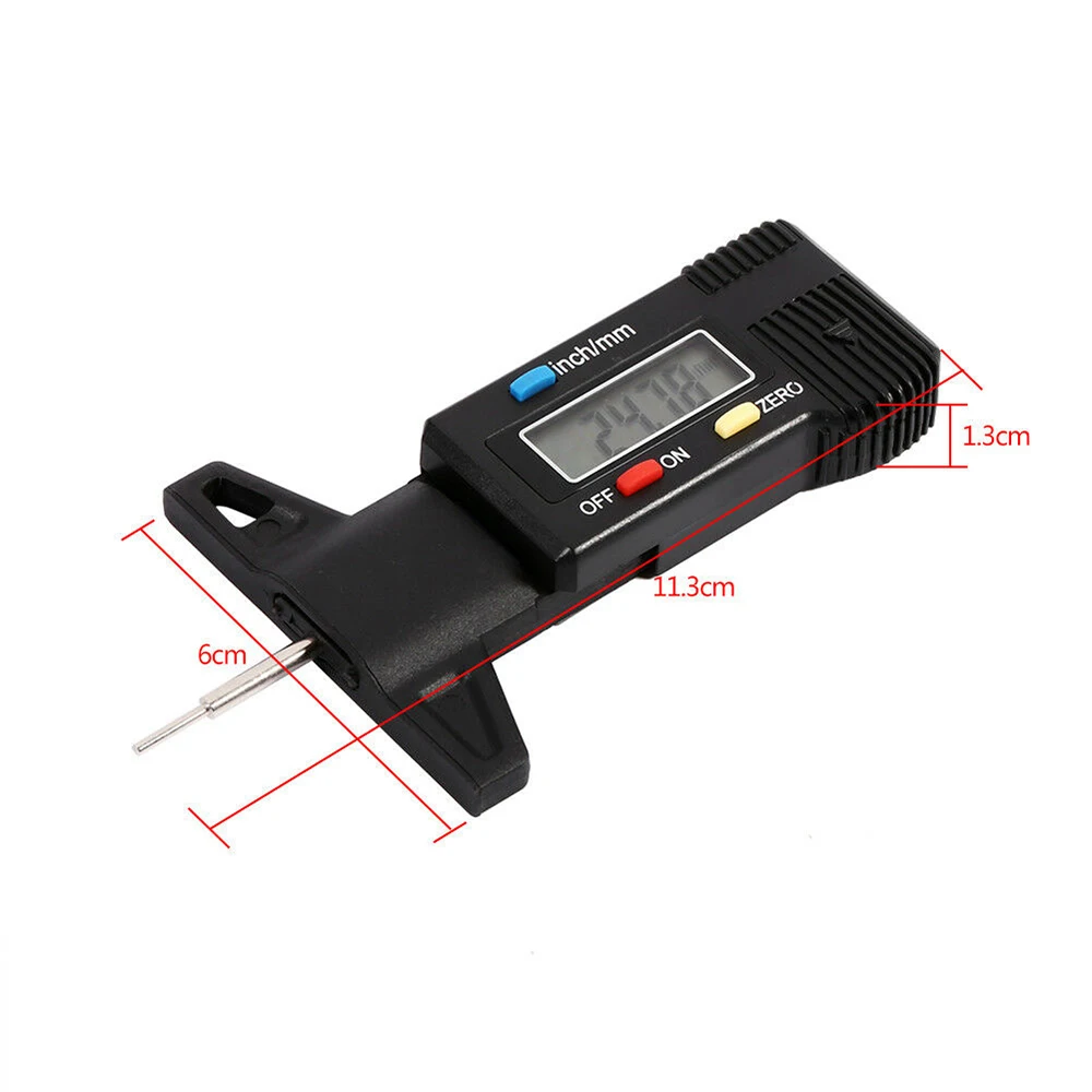 Car Tire Digital Tyre Tread Depth Tester Gauge Meter Measurer For Motorcycle Trucks Car Accessories 0-25.4mm/ 0.01mm