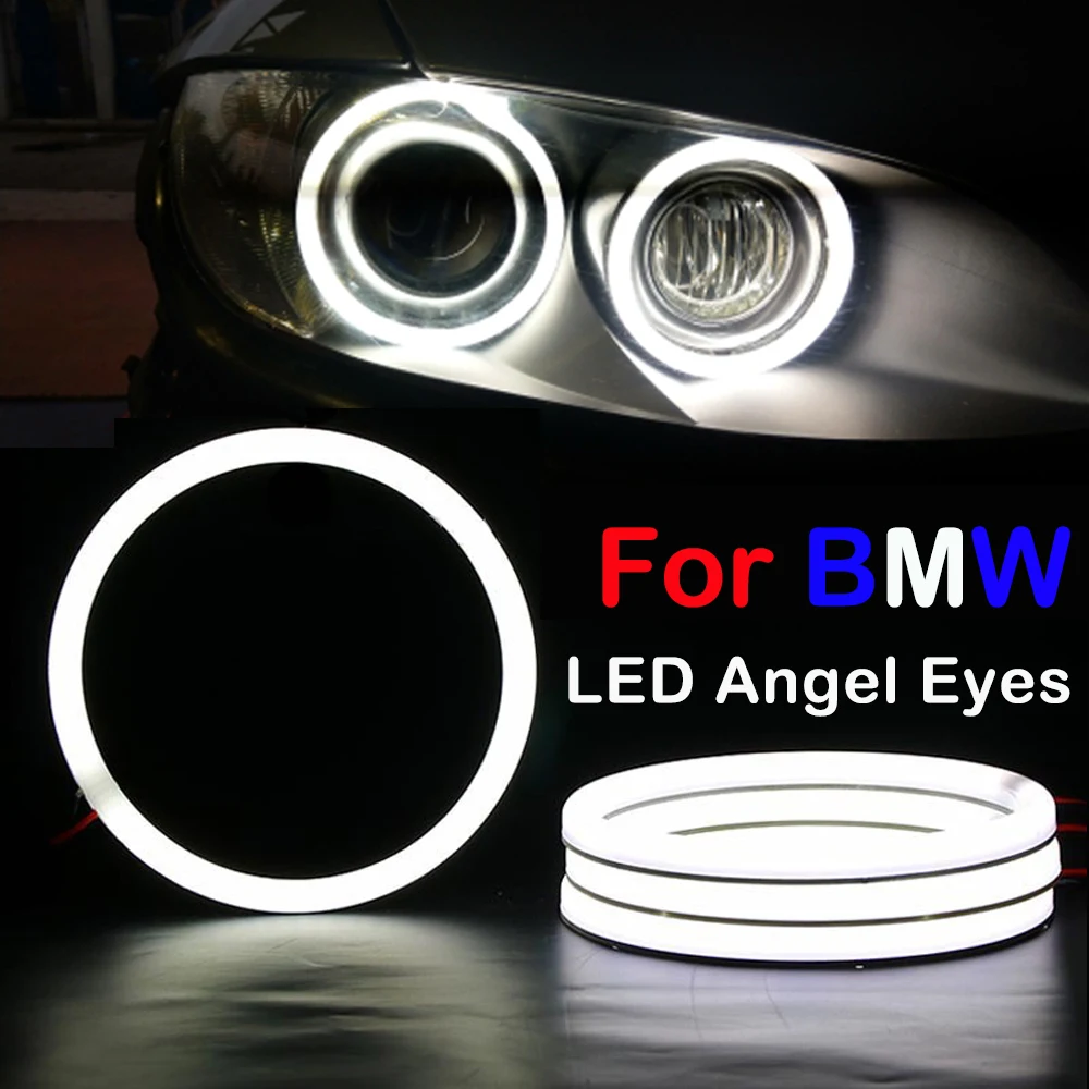 Cheap Offer of  4PCS LED Car Angel Eagle Eyes Light Flexible Tube Headlight White Headlamp For BMW E46 Coupe 2D Cab