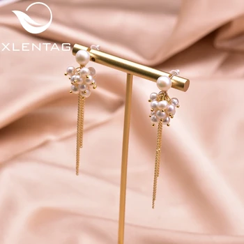 

XlentAg High-quality Natural White Pearls Drop Earrings For Elegant Women Accessories Romantic Party Gift Classic Jewelry GE0565