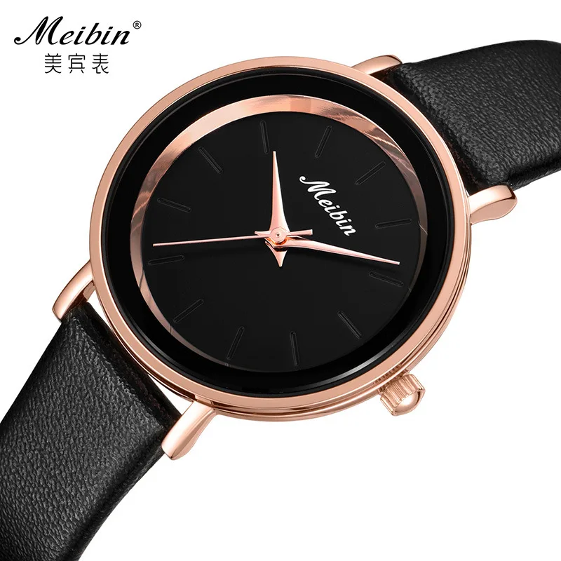 

Mei bin 1179 Fashion Business Ladies' Watch Waterproof Watch Simple Leather Belt Watch Women's Quartz Watch