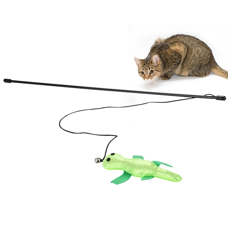 Tease Cat Wand Toy with Bell Gecko Interactive Cat Toy for Solving Boredom Interactive Play cat pet supplies