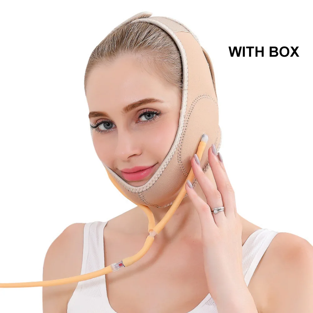 skin color with box V линия щек для лица и подбородка Лифт эластичная маска на лицо лифтинг для лица формирователь скобы для коррекции фигуры ремни для похудения тонкая маска повязки для лица подтяжки - Цвет: skin color with box