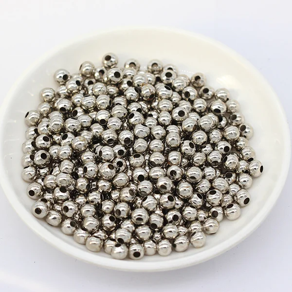 dull silver 200 шт. 2/3/4/5/6/8 мм цвета: золотистый, Серебристый покрытием DIY Beadling ювелирных изделий для Цепочки и ожерелья браслета круглый шар бусины металлические бусины - Цвет: dull silver
