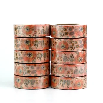 

10pcs/lot Custom Orange Flowers Washi Tapes DIY Craft Decorative Scrapbooking Planner Adhesive Masking Tapes Kawaii Stationery