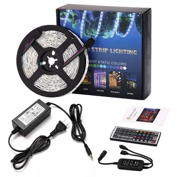 

Led Strip Lighting 5M 16.4 Ft 5050 RGB 150LEDs Flexible Color Changing Full Kit with 44 Keys IR Remote Controller, jk1836