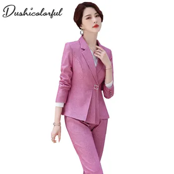 

Lady Uniform 2 Piece Set Formal Pant Suit for Women Office Business High-quality Suits Blazer and Trousers blazers and skirt