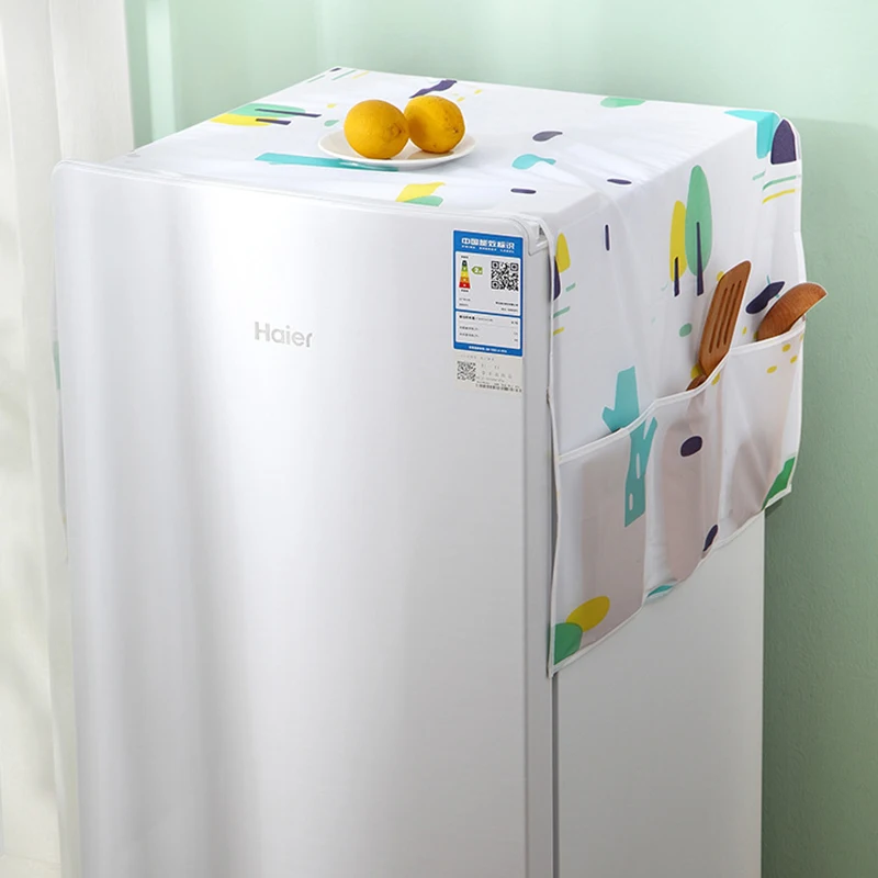 NEW Polyester Refrigerator Dust Cover Multi-function PVC Modern Embroidery Freezer Half Cover Effective Dust Flocking Tool