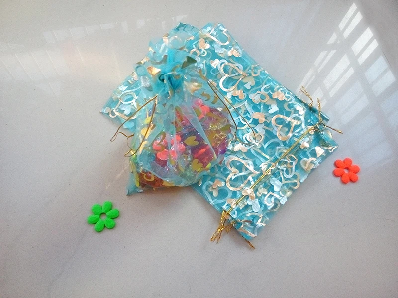 

Lake blue heart organza bags 11x16cm 2000pcs jewelry packaging display bags gifts drawstring bag pouch jewelry bag for bracelets
