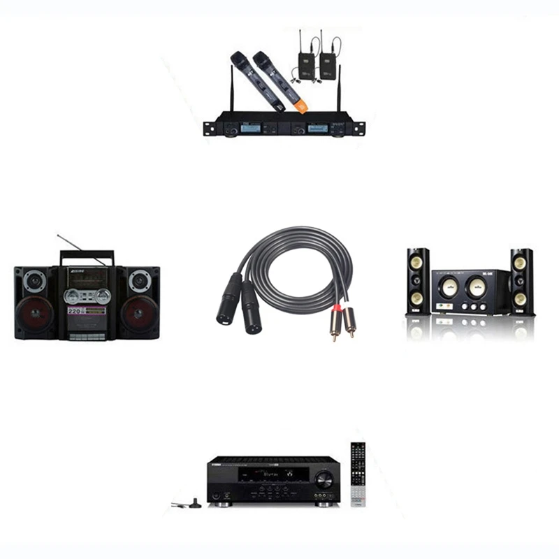 1.5M 5Ft Dual Rca Male to Xlr Male Cable 2 Xlr to 2 Rca Plug Adapter Hifi Stereo Audio Extension Cable for Microphone Speaker