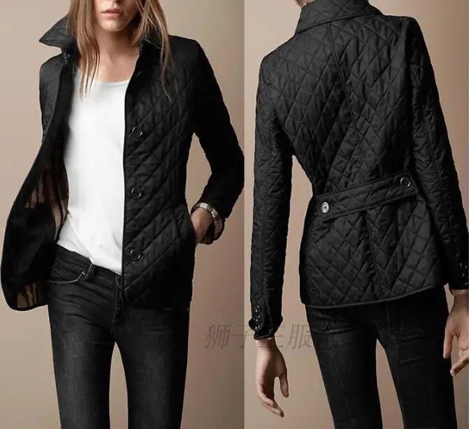 

Plus Size 4XL Plaid Quilted Autumn Parkas Women Slim Turn Down Collar Long Sleeve Coat Jacket Female 2020 Winter Fashion Parka