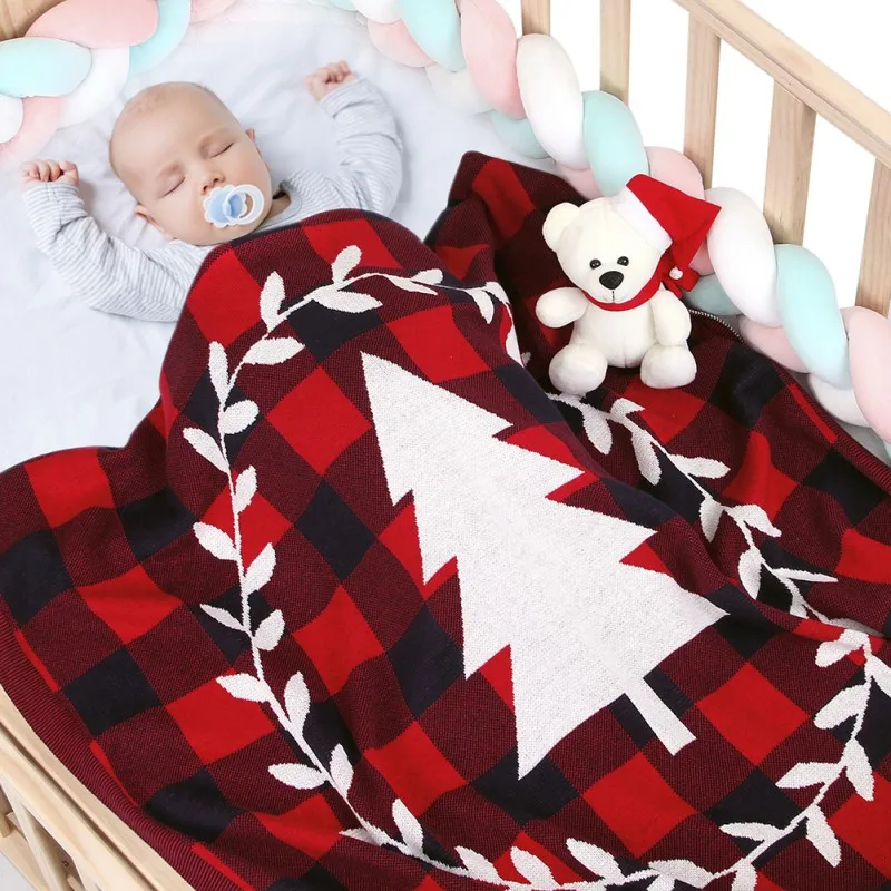Для новорожденного мягкий теплый одеяла 3 цвета Детские Рождественские елки печать постельные принадлежности для сна пеленать комфорт