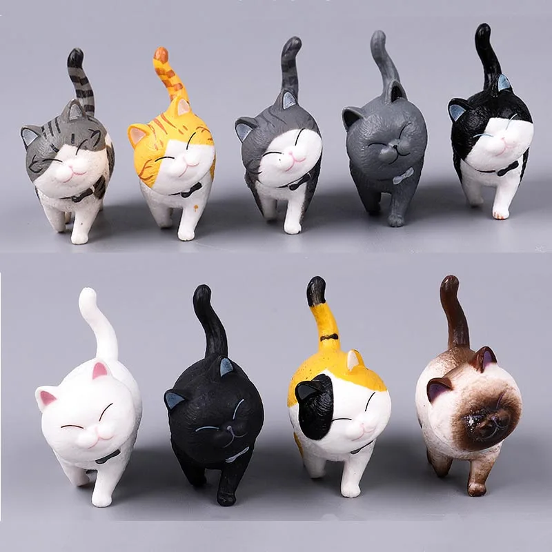 

Cute Cartoon Cat Small Bells 9pcs 4cm PVC Action Figures Toys Desktop Decoration Model Toys For Kids Christmas Gifts