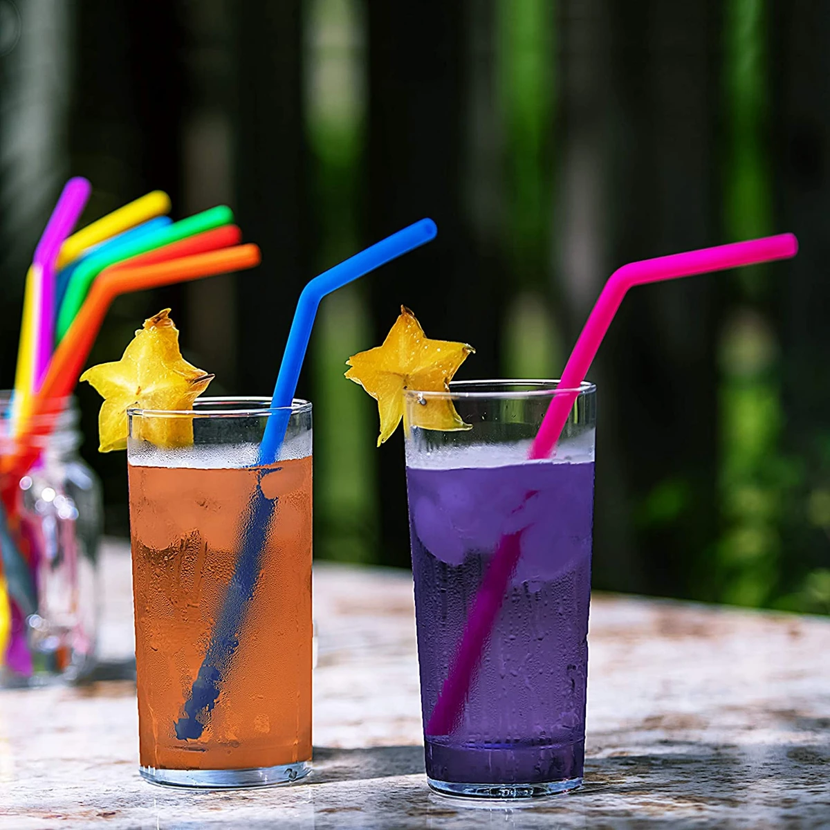 10 pieces Resuable Plastic Straws for Tall Cups and Tumblers Rainbow Long  Straws