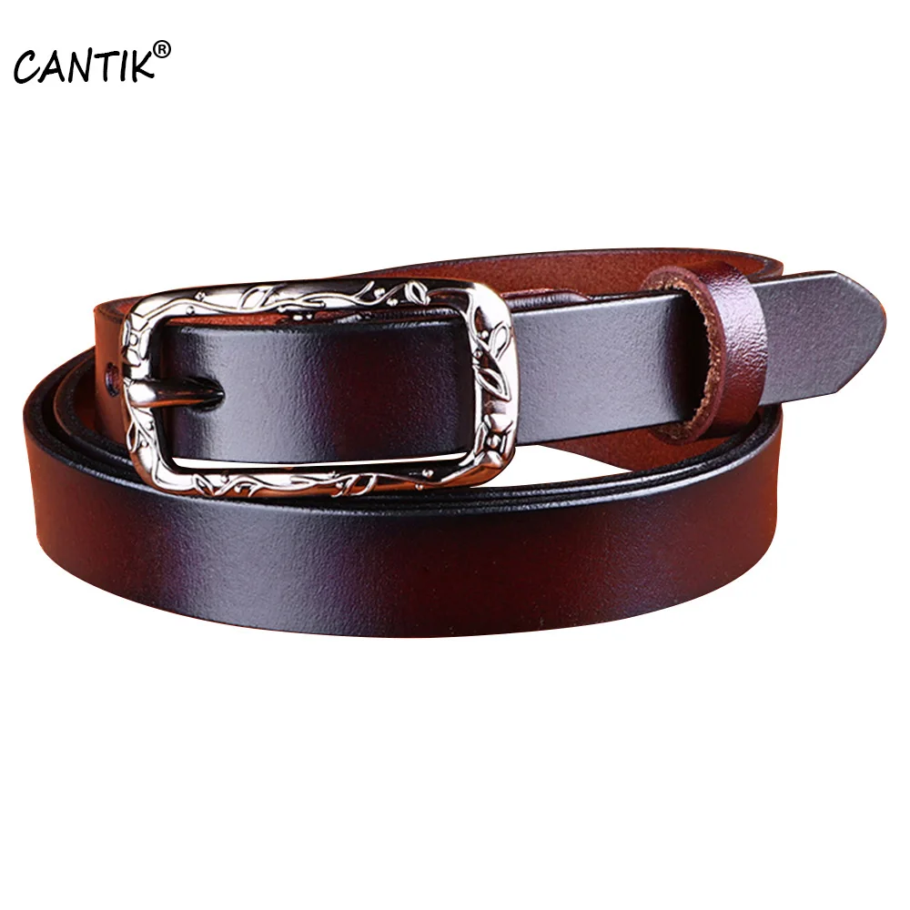 CANTIK Ladies Fashion Design Flower Decorative Buckles Women's Quality Cowhide Leather Belts Clothing Accessories 1.8cm FCA072