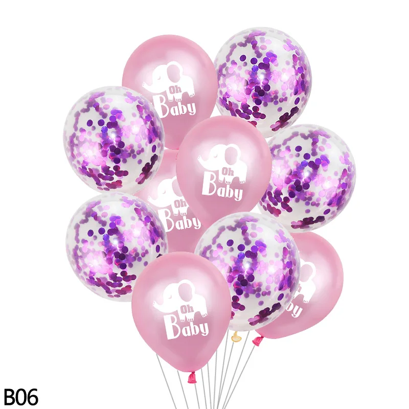 B06-10pcs 10 шт. 12 дюймов синий розовый слон латексные шары и красочные конфетти шары для душа ребенка Дети День Рождения Декор воздушные шары - Цвет: B06-10pcs