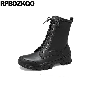 

shoes round toe fall women army military black combat 2019 short waterproof front lace up casual ankle boots autumn vintage