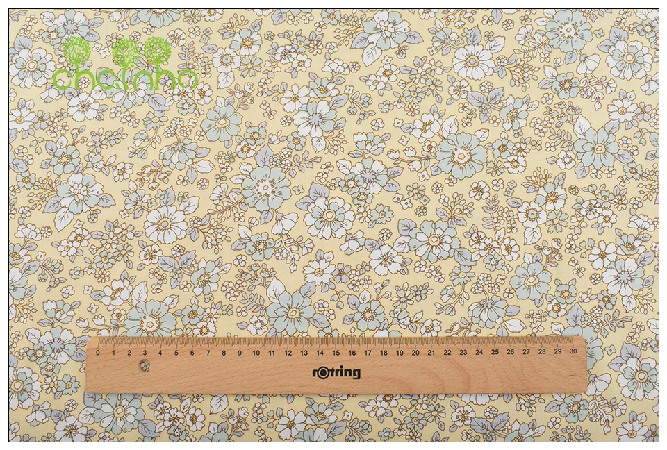 Chainho,Yellow Floral Series,Printed Twill Cotton Fabric,Patchwork Cloth For DIY Sewing Quilting Baby&Child's Material,100x160cm