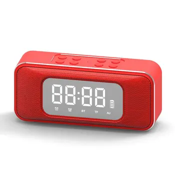 

Hot Sales BT503 Alarm Clock Wireless Speaker Mini Dual Speaker Mirror Clock Card Subwoofer Small portable Speaker