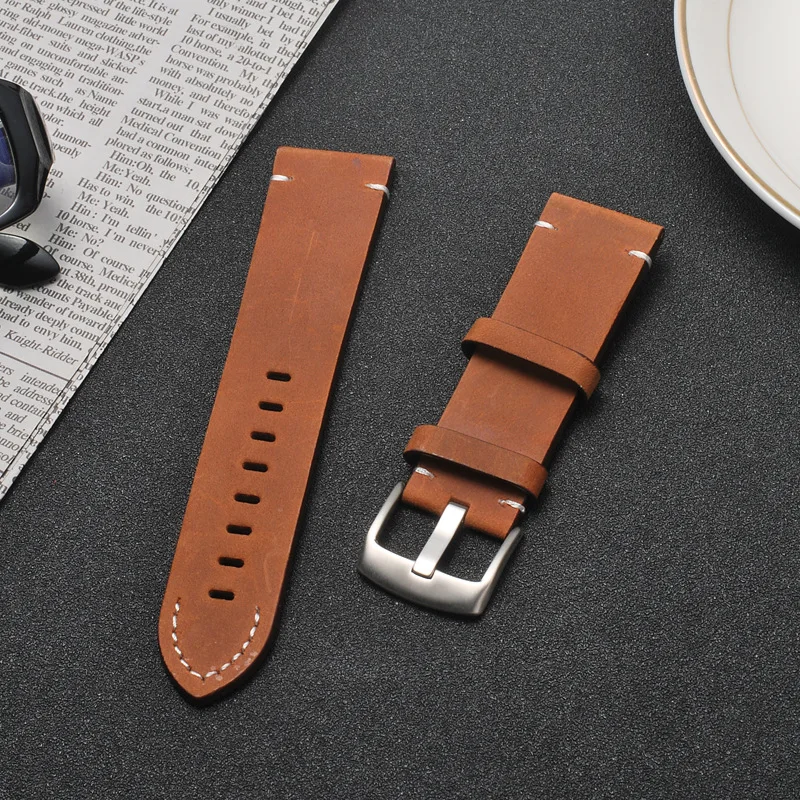 Кожаный ремешок для часов samsung gear S2/S3/4 Ticwatch huawei GT Watch 2 кожаный ремешок для часов браслет для часов 20 22 24 26 мм