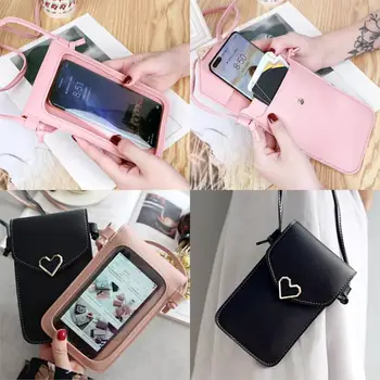 

double11 Women Phone Bag Touch Screen Wallet Ladies Mini Shoulder Bag 2020 New Student Small Handbags Multi-function Phone Case