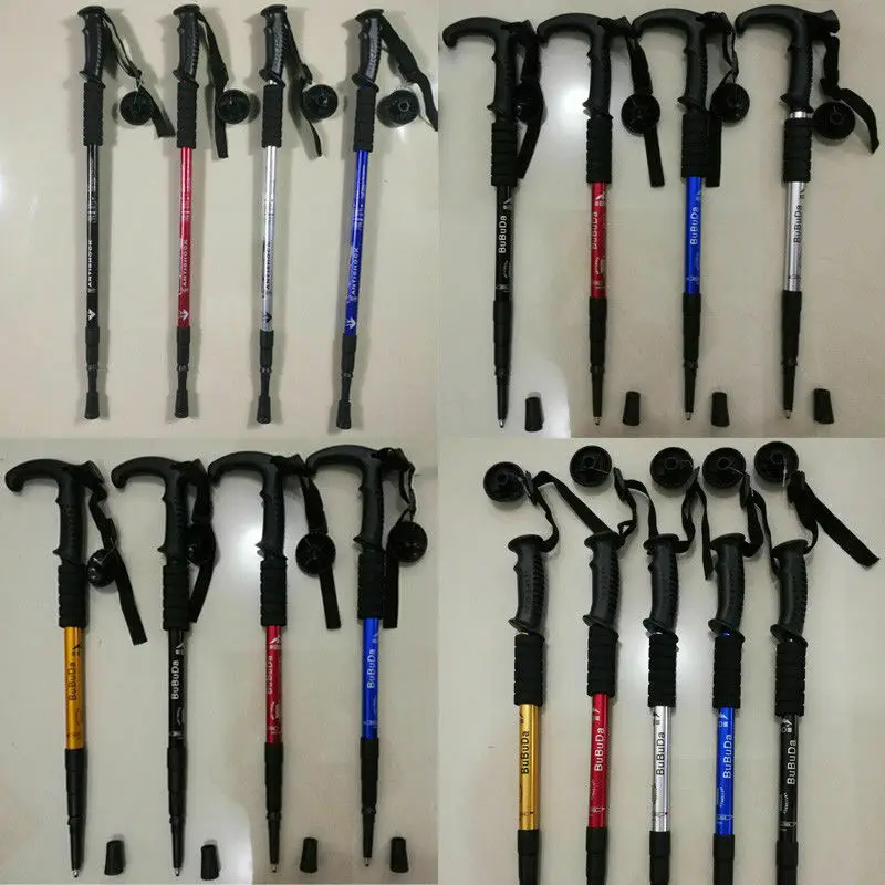Light Hking Walking Sticks Adjustable Aluminum Trekking Poles Climbing Sticks Cane Anti Shock Assemble Hiking Poles for Adult