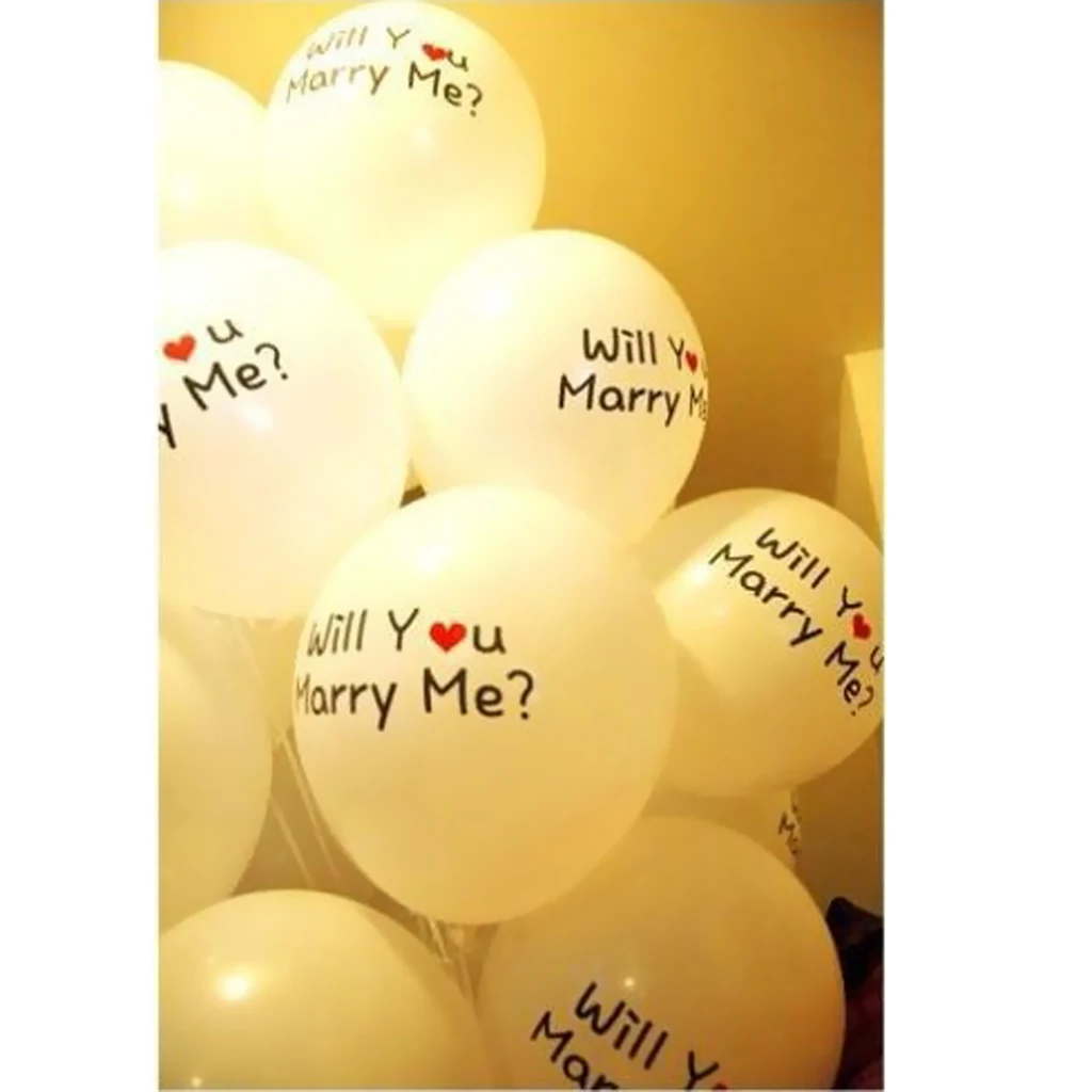 Set of 10pcs White Wedding Balloons, ''Will You Marry Me'' Balloons for Wedding Proposal Decors
