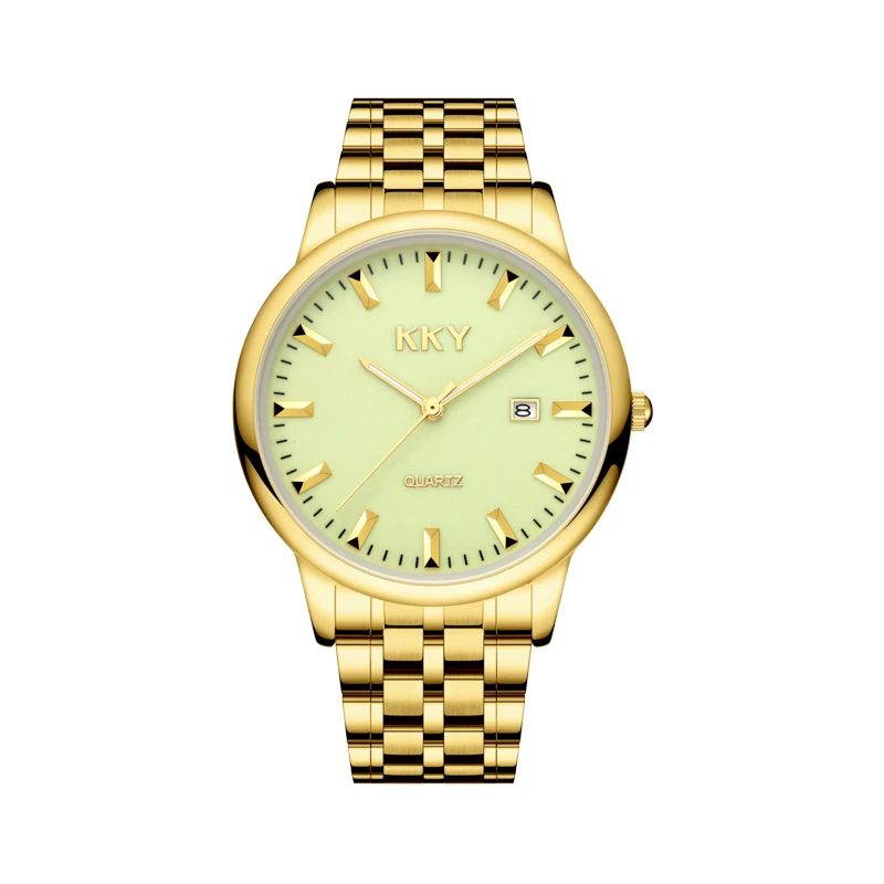 KKY New Brand Creative Golden Briquette Design Quartz Men Women Watches Relogio Masculino Luxury Wrist Watches Female Male Clock 