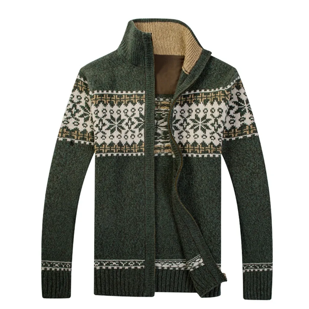 Jaycosin Рождественская одежда Для мужчин Демисезонный принт кардиган, куртка, пальто, свитер Повседневное Для мужчин плюс Размеры с молнией; трикотажная блузка пальто