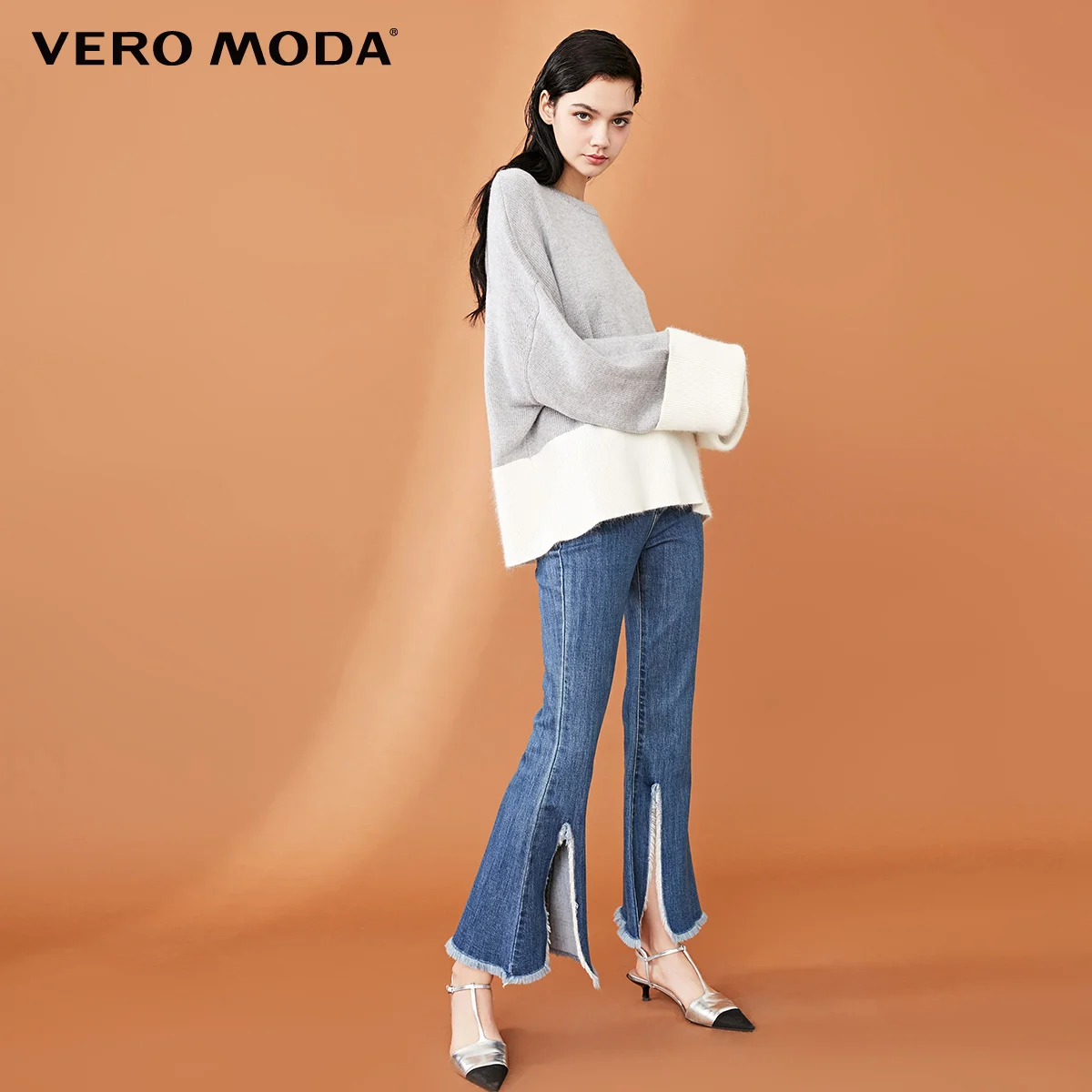 Vero Moda шерстяная вязаная с круглым вырезом из кроличьего меха | 318413578