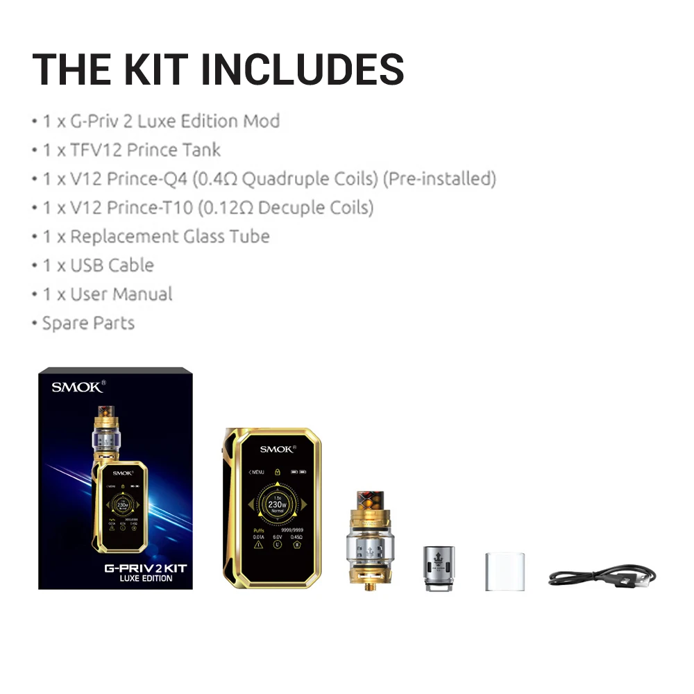 Электронная сигарета испаритель электронная вейп бокс мод 230 Вт SMOK G PRIV 2 комплект