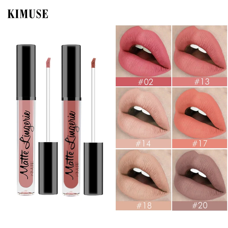 KIMUSE MatteLipstick Водонепроницаемый Жидкий блеск для губ оттенок пигмент