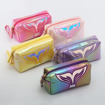 

Cosmetic Bag Portable Cute Cartoon Makeup Bag Toiletry Bag Fishtail Decor Travel Organizer Beauty Bag Wash Bag for Women