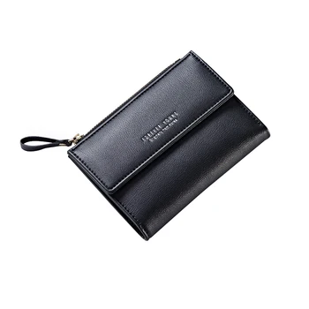 

Zipper Coin Purses Girl Credit Card Holders Luxury Short Wallets for Women Solid Pu Leather Small Purse Bifold Wallet Lady