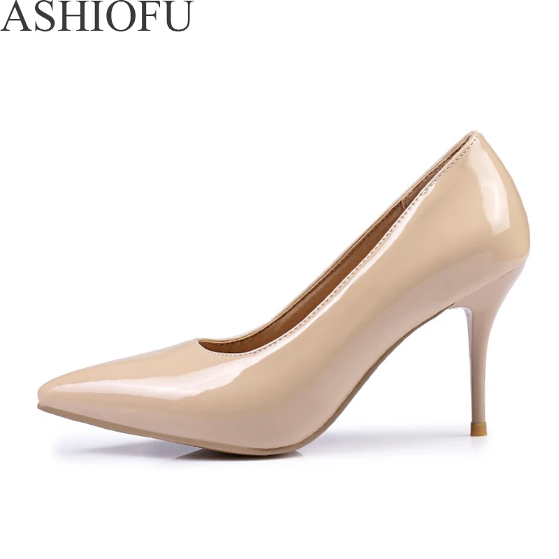 

ASHIOFU Wholesale Women High Heel Pumps Office&Career Dress Shoes Party Prom Fashion Large Size Evening Court Shoes Six Colors