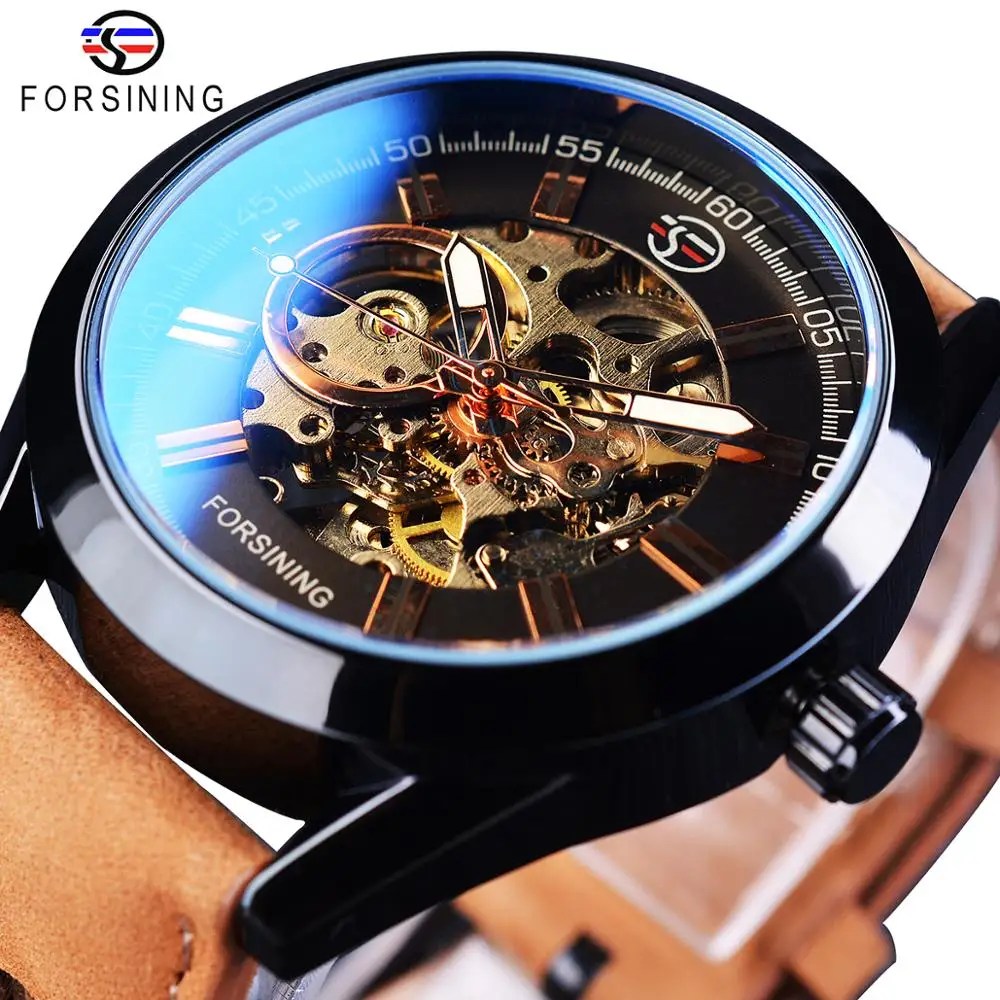 $20.78 Forsining Mens Casual Sport Watch Genuine Leather Top Brand Luxury Army Military Automatic Men