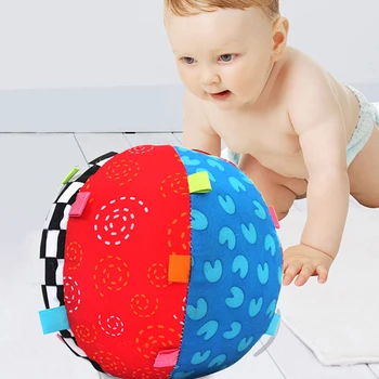 

Colorful Cloth Ring Bell Ball Baby Toys Educational Hand Grasp Ball Music Sense Balls Funny Gadgets Toys For Children Kids Gift