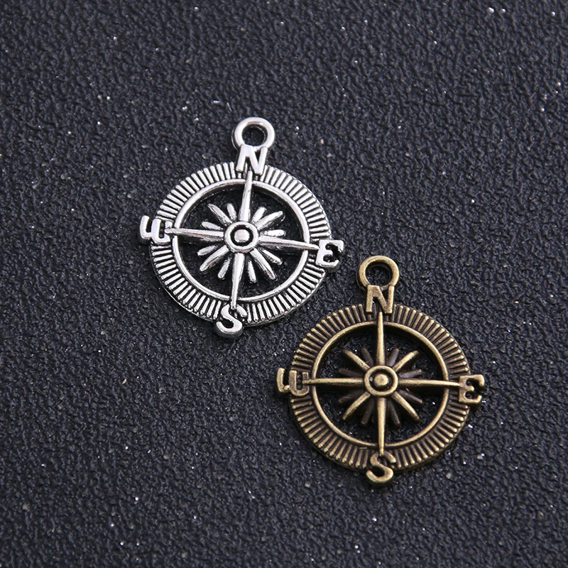 4PCS 25*29mm Two Color Metal Alloy Compass Charms Jewelry Pendant | Украшения и аксессуары