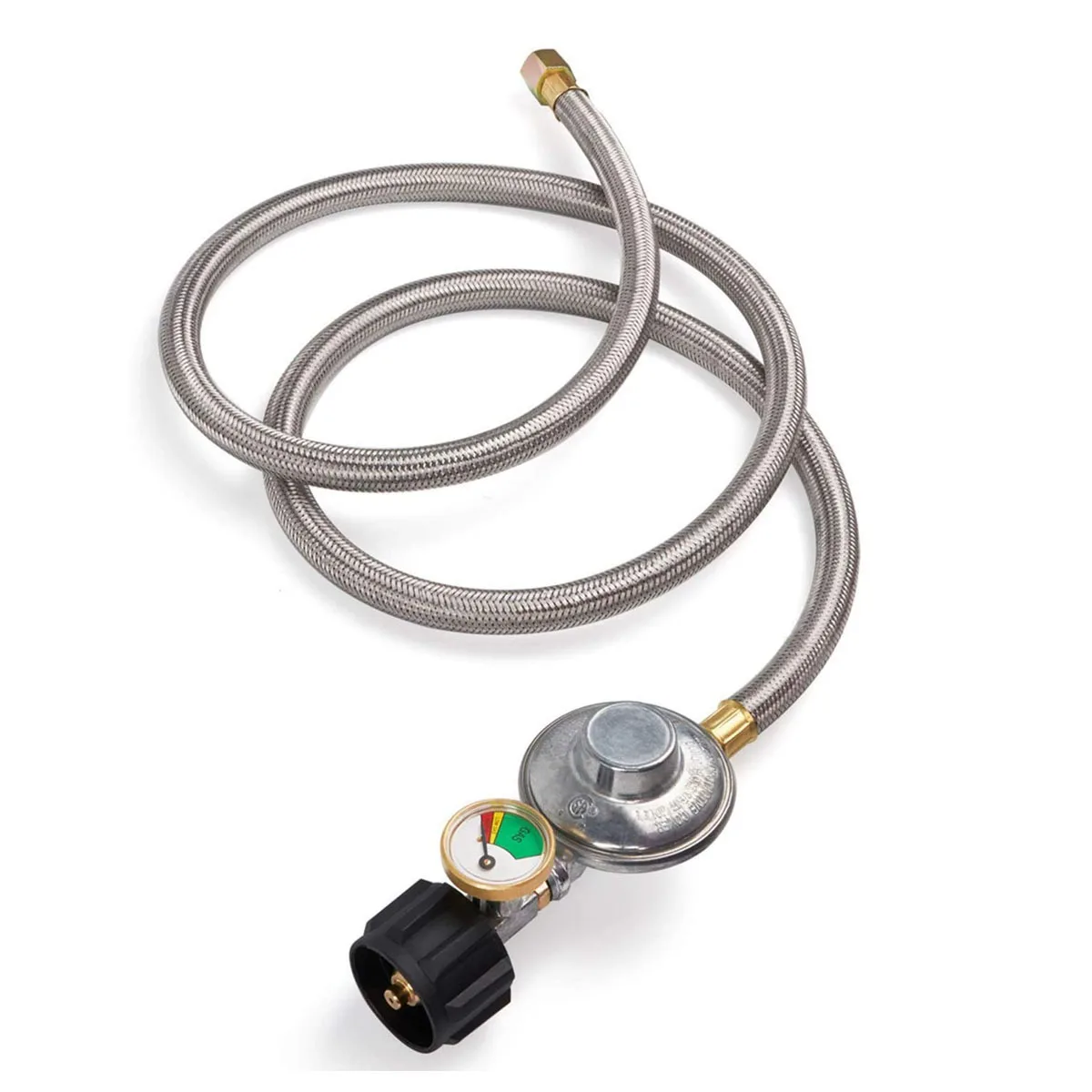 

5FT stainless steel wrapped wire low pressure reducing valve Gas oven heater connected QCC pressure regulator with pressure