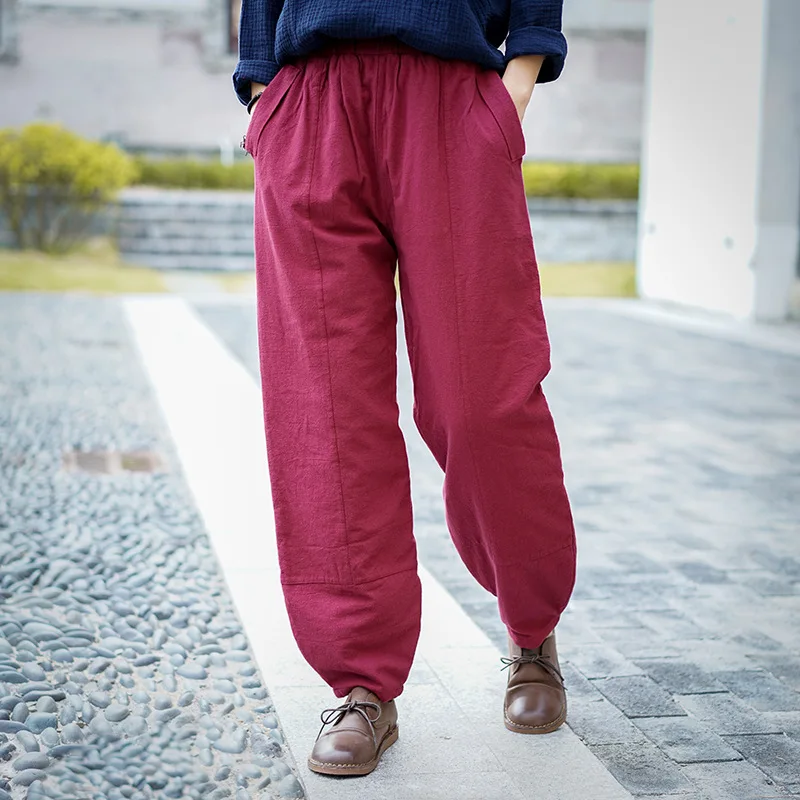 

Johnature Women Full Length Loose Retro All-match Casual Thickened Lantern Pants 2019 Autumn Winter New Simple Comfortable Pants