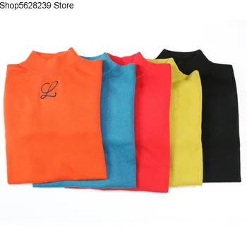 

2020 Women's Wear Foundation Joker Half Gao Collar Long Sleeve Keep Warm Backing Knitting Shirt Sweater 5 Color Optional