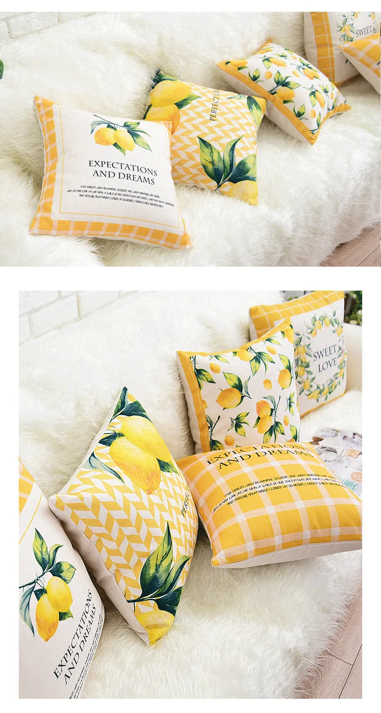 Description Picture 3 of itemLemon Letter Printed Cushion Cover for sofa Chair Car Home decorative pillow cover 45x45cm Wedding decoration pillow case
