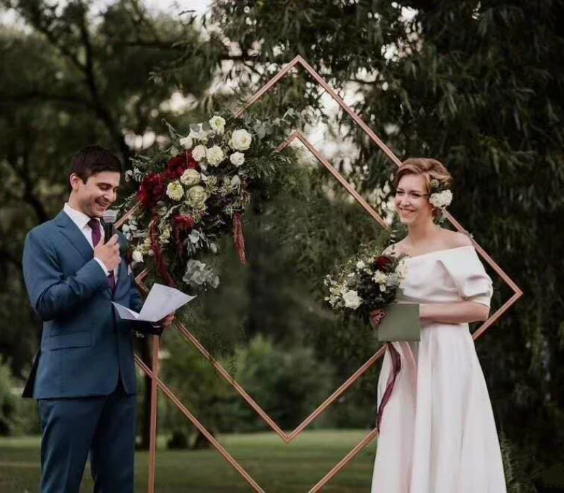 JAROWN Wedding Arch Rhombus Shelf Quadrilateral Geometry Flower Stand Shooting Props Home Party Decoration (6)