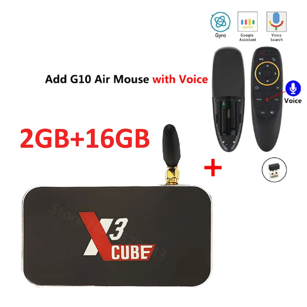 X3 PRO X3 cube Amlogic S905X3 Android 9,0 tv Box 2 ГБ 4 ГБ DDR4 16 ГБ 32 ГБ rom 2,4G 5G WiFi 1000M LAN Bluetooth 4K HD медиаплеер - Цвет: X3 Cube add G10