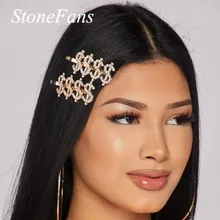 Stonefans 1 шт. золотой$ Money знак горный хрусталь заколки для волос буквы Заколки для женщин Кристалл слово шпилька для волос ювелирные изделия