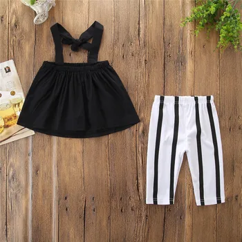 

Baby Girl Clothes Suit Two-piece Suit 2020 New Spring Baby Girls Suspender Tube Top Top Striped Long Pants Trousers Kids Clothes