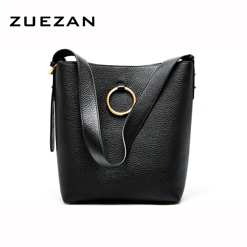

Fashion Bucket Tote Shoulder Bag, 100% Real Cow's Skin, Women's Genuine Leather Bag, Cross body Bag, A428