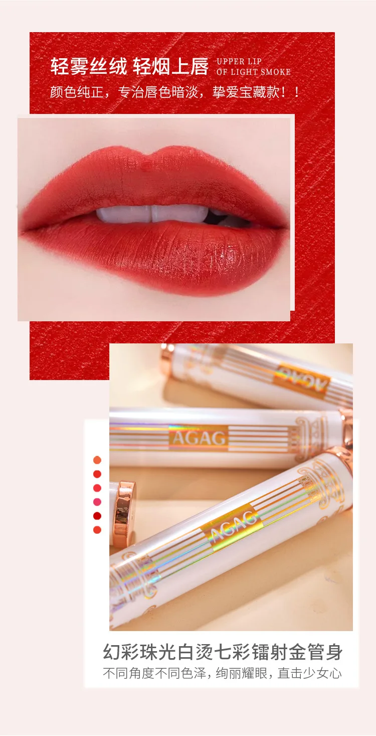 Batons de Agag Duração à Prova 2 em 1 com 6 Cores em 2 Lábios Matte Longa Dlong Água Cosméticos Maquiagem Batons 4 Batons de agag 2 em 1 com